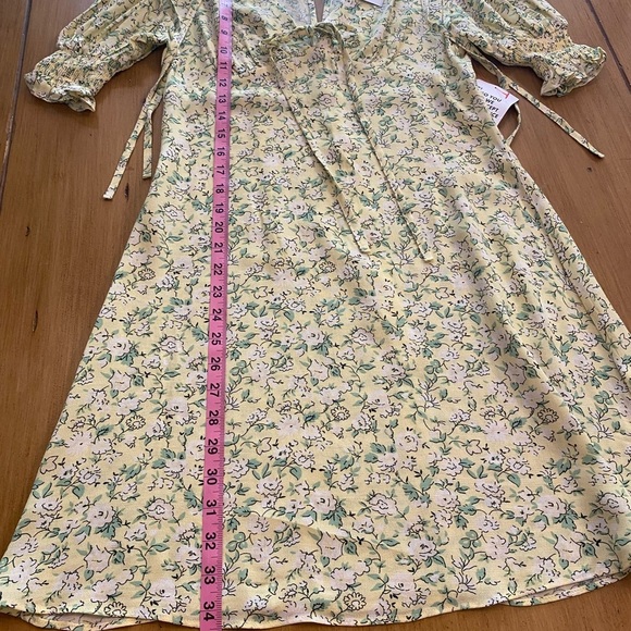 Topshop Women’s Floral Yellow Green Mini Summer Dress New size 4 pretty! - Picture 10 of 13